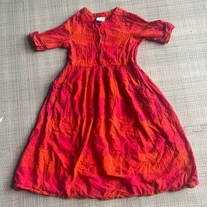 Utsa girls mid length short sleeve dress all cotton